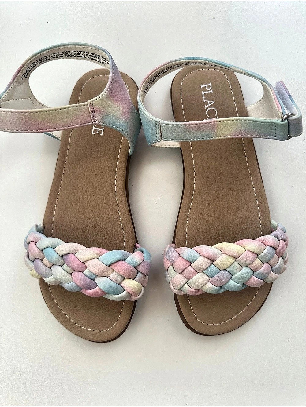 NWOT PLACE Braided Strap Sandals in Pink & Blue Size 2 Like New